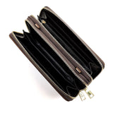 Double Zip Around Wallet with Strap