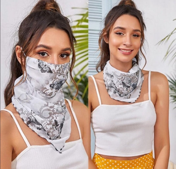 1 Fits All - Butterfly BW - Face Mask Scarf