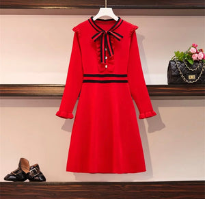 Holiday Casual Red A-Line Dress