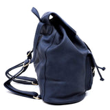 Vegan Leather Buckle Flap Backpack