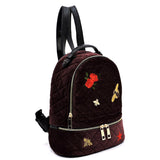 Embroidered Flower Bees Quilted Velvet Backpack