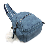 NEW Textured Vegan Leather Backpack with Pompom