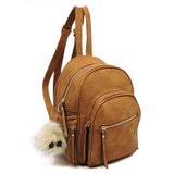 NEW Textured Vegan Leather Backpack with Pompom