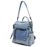 NEW Fashion Studded Convertible Backpack Blue
