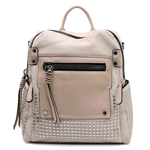 NEW Fashion Studded Convertible Backpack Pink