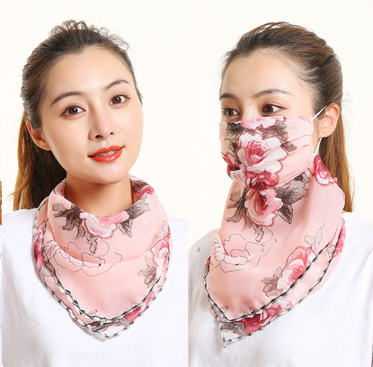 1 Fits All - Big Pink Roses - Face Mask Scarf