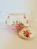Royal Classic Bone China Porcelain Teapot Mini White Pink