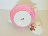 Royal Classic Bone China Porcelain Teapot Mini White Pink