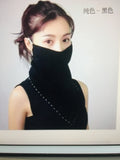 1 Fits All - Plain Black - Face Mask Scarf