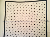 100% Silk Polyester Scarf Dots Black White