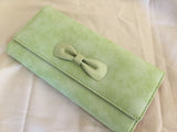 NEW Long Trifold Leather Wallet Card Holder - Bow Design