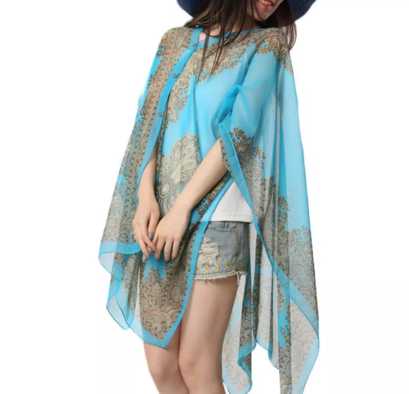 Silk Polyester Scarf Wrap Shawl Long Cover