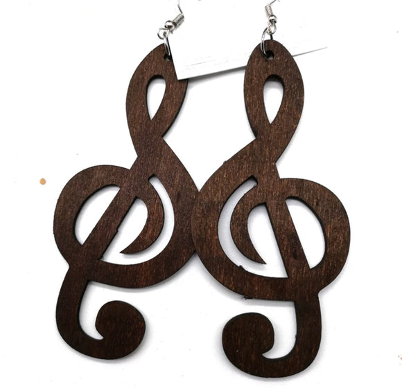 Music Themed Pair Wooden Earrings